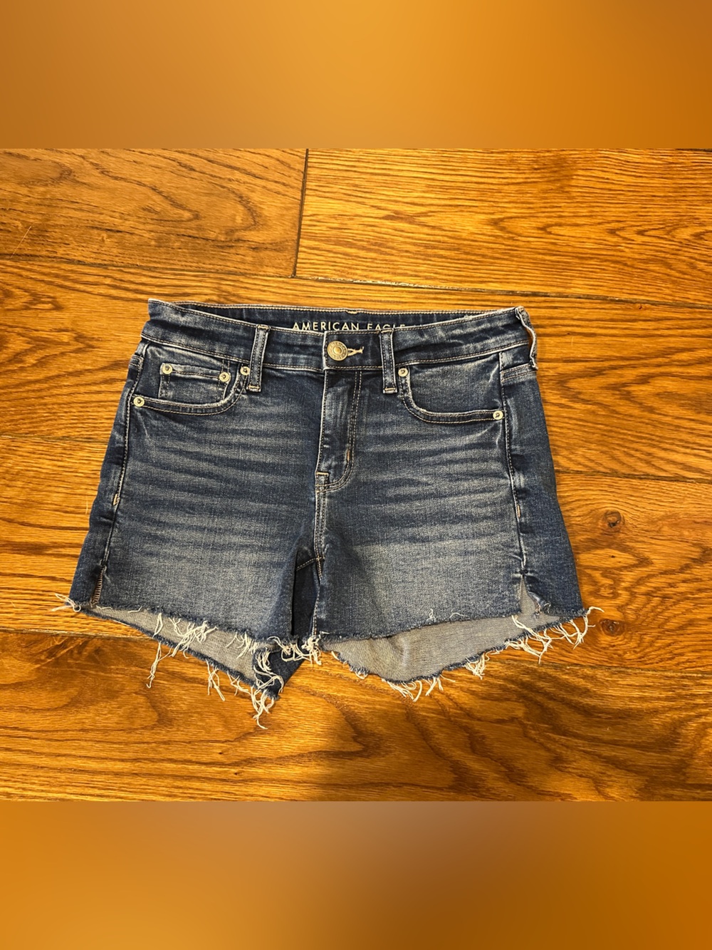 American Eagle Outfitters Distressed Dark Blue Denim Cutoff Shorts